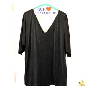 DVF Metallic Black Dolman Sleeve Blouse Medium